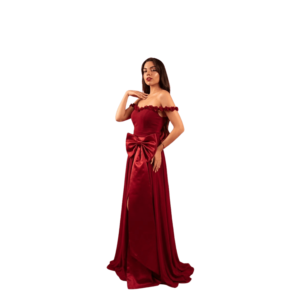 Crimson Satin Gown Image